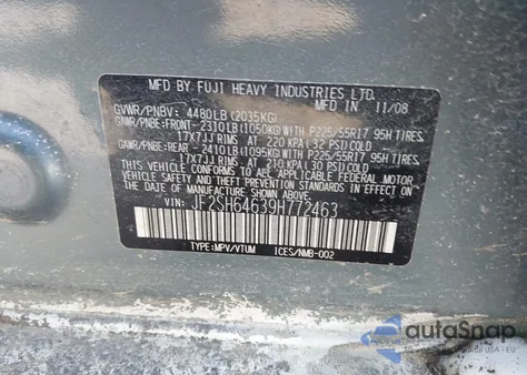 2009 Subaru Forester 2.5X Limited z USA, uszkodzony, nr VIN JF2SH64639H772463